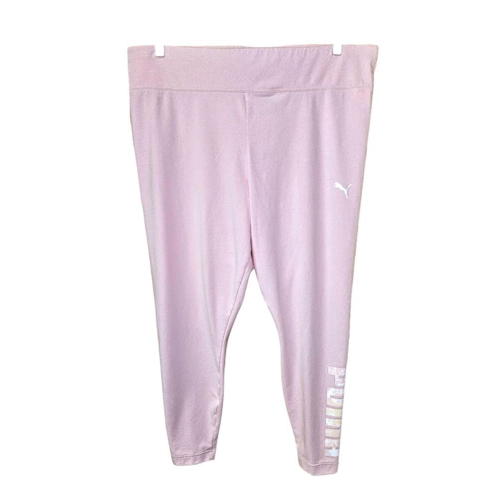 PUMA Essentials Women's Plus Size Chalk Pink Logo workout Pants 3X